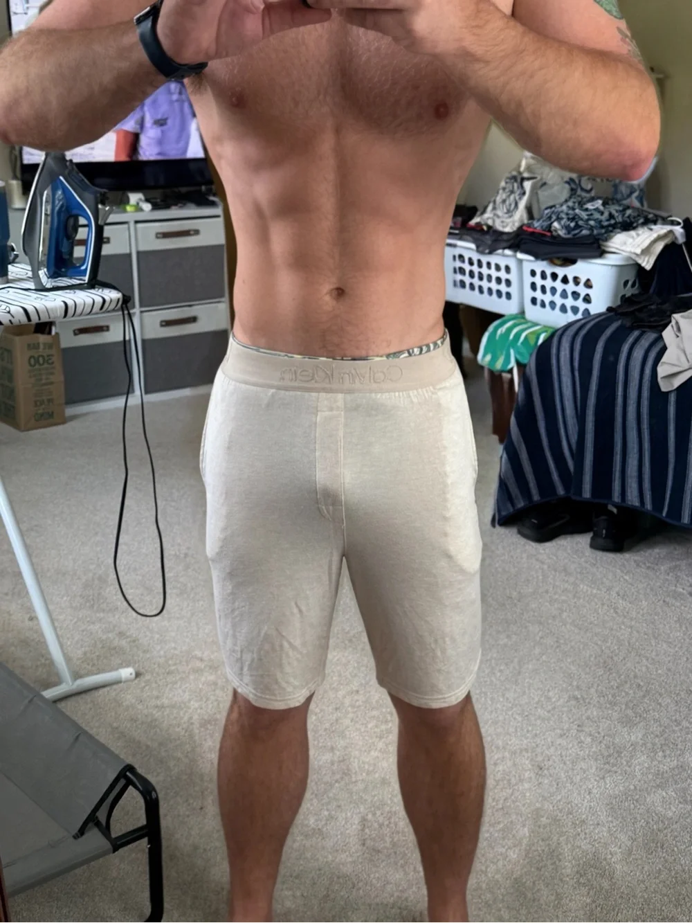 Calvin Klein Men’s Light Beige Modal Sleep Shorts Large